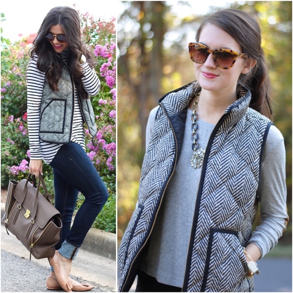 SOLD 🧡 j. crew // herringbone quilted puffer vest - Picture 4 of 8